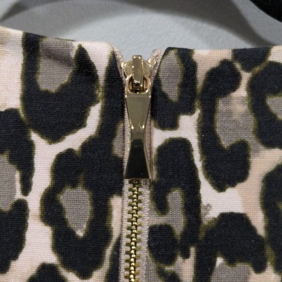 Kate Spade Womens Autumn Leopard Mini Dress Size 0 Brown Ponte Knit Fit Flare - Picture 9 of 13